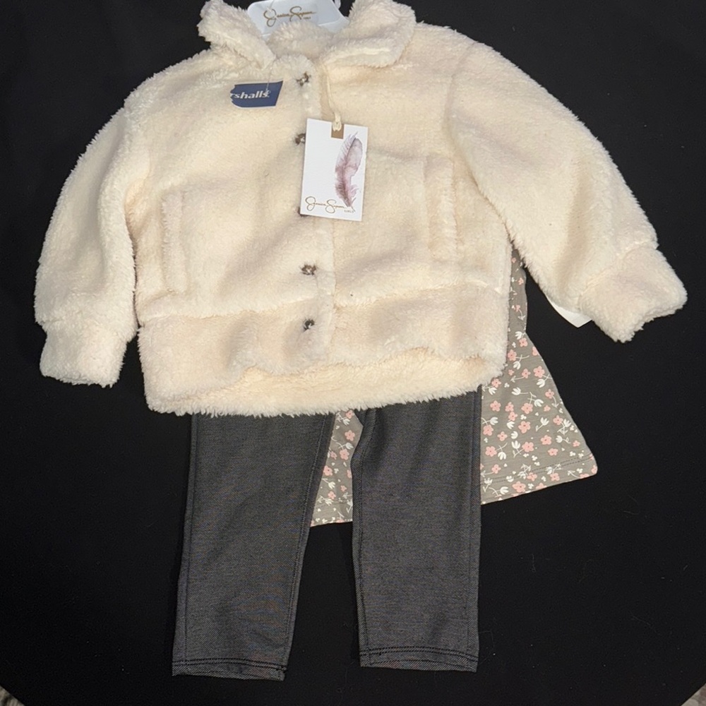 NWT Jessica Simpson 3 Piece outfit - Fleece Jacket, Jeggings and shirt sz 2T - Picture 1 of 6